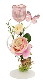 Flair Flower Geometric Tea Light Holder, Pink, Metal, Glass, Wedding, Formal Event, Tabletop, 15x25x25cm, 3.8cm Diameter, Special Occasions, Candle Holder