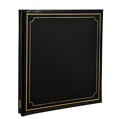 Arpan Extra-Large 32x26cm Self Adhesive Photo Album 24 Sheets 48 Sides Faux Leather Padded Cover Post bound- Black