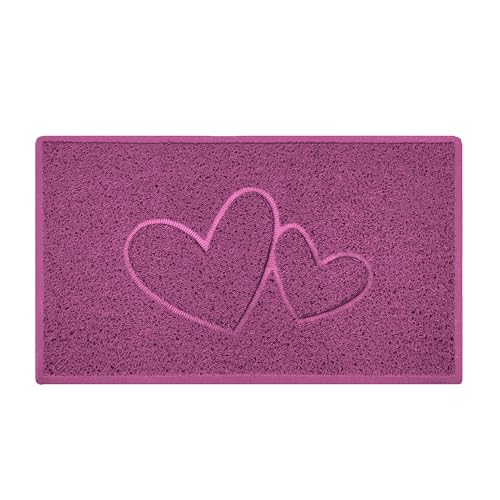 Nicoman Double Heart Embossed Spaghetti Door Mat, Indoor and Outdoor, Dirt-Trapping PVC Material, Multiple Colour Options (Pink, 150 x 60 cm)
