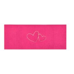 Nicoman Double Heart Embossed Spaghetti Door Mat, Indoor and Outdoor, Dirt-Trapping PVC Material, Multiple Colour Options (Pink, 150 x 60 cm)