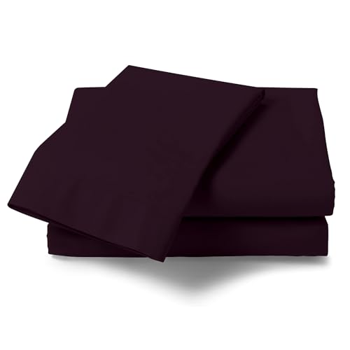 GC GAVENO CAVAILIA Non Iron Plain Dyed Percale Flat, Soft Polycotton Sheets, 180 Thread Count Easy Care Bedding, Berry, Single