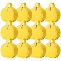 Weysat 12 Pack Travel Jewelry Case Bulk Mini Leather Bridesmaid Jewelry Gift Box Small Earring Storage Organizer (Yellow)