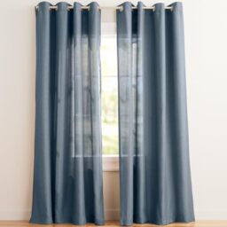 "Exclusive Home Loha Linen Grommet Top Curtain Panel Pair, 54""x84"", Blue"