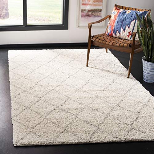 Safavieh Shag Rug for Living Room, Dining Room, Bedroom - Arizona Shag Collection, Short Pile, in Ivory and Beige, 122 X 183 cm