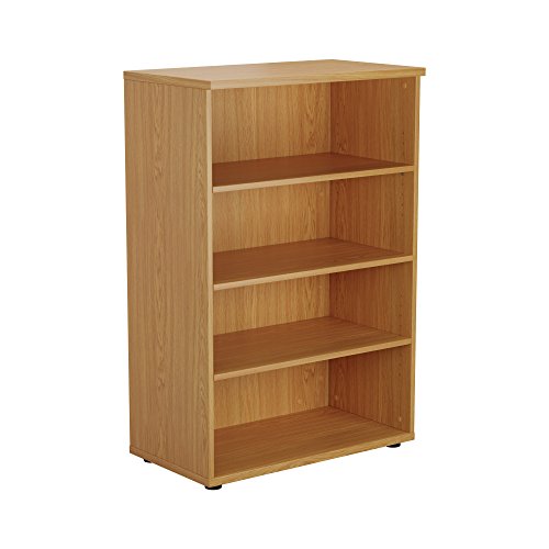Office Hippo Heavy Duty Bookcase, Robust Book Case, Storage Unit with 3 Adjustable Shelves & Adjustable Feet, Stable Home Office Furniture, Simple To Assemble - Oak