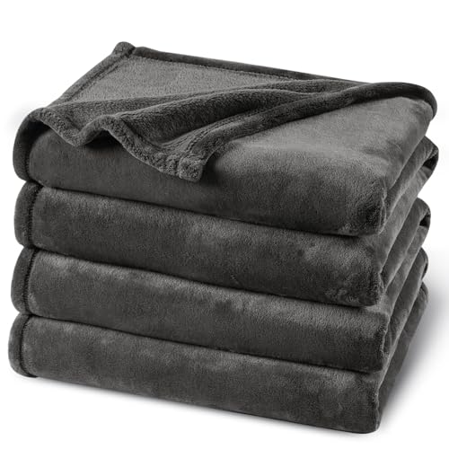 "PHF No Shed No Pilling Fleece Blanket Twin Size -Ultra Soft Lightweight & Cozy Bed Blanket, Plush Anti-Stati Microfiber, Room Home Decor Gifts for Women and Men, 1 Piece, 66"" x 90"", Dark Grey"