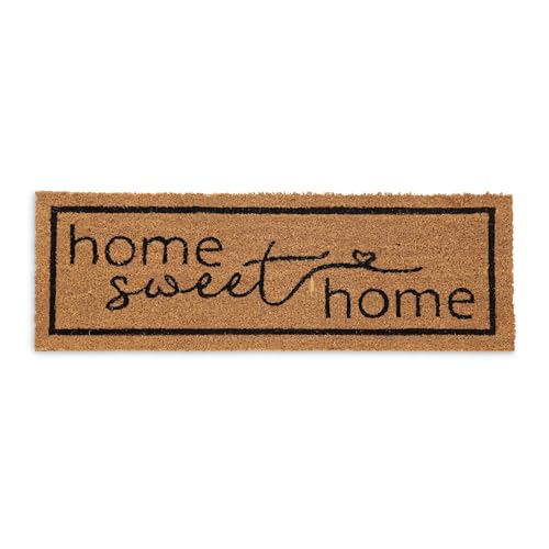 Relaxdays Coconut Doormat, Anti-Slip, Mat for Indoor & Outdoor, Sweet Home Print, 1.5 x 75 x 25 cm, Natural/Black, Coco