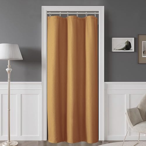 OVZME Berry Gold Stall Fabric Shower Curtain 36 x 72 Inch, Soft Waffle Small Shower Curtain for Bathroom with Texture for Narrow Stall Size, Machine Washable Water Resistance, Hotel Style