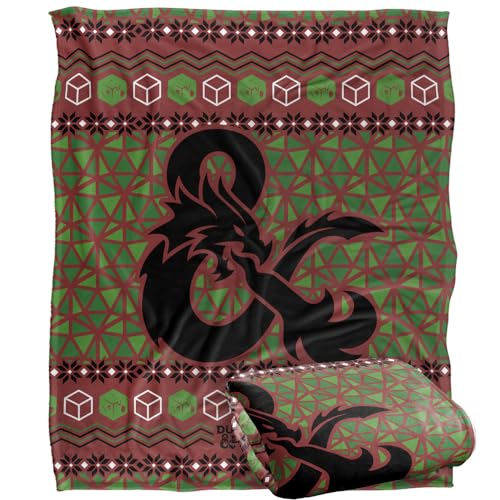 popfunk Dungeons And Dragons Ampersand Logo Ugly Christmas Sweater Silky Touch Super Soft Throw Blanket 152 X 127 Cm