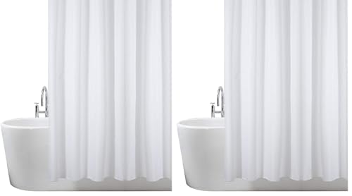 ANSIO Shower Curtain for Bathroom - Mould and Mildew Resistant - Solid White, 180 x 200 cm (71 x 78 Inch) - Water Repellent Fabric - 100% Polyester (Pack of 2)