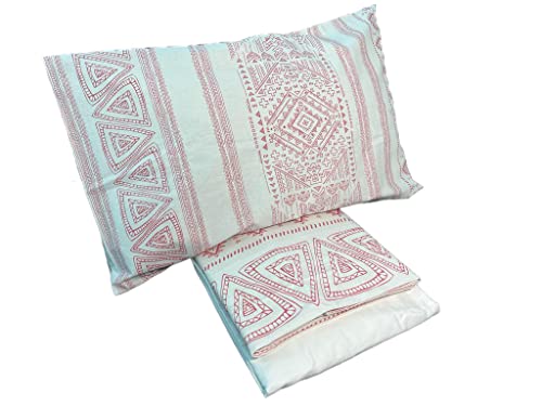 zer0bed, Single Bed Sheet White Mauve, Indigo, Complete Sheet, Top Sheet, Fitted Sheet, Pillowcase, 100 Percent Pure Cotton, White Mauve, Bedroom