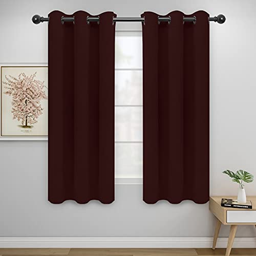 Easy-Going Blackout Curtains for Bedroom, Solid Thermal Insulated Grommet and Noise Reduction Window Drapes, Room Darkening Curtains for Living Room, 2 Panels(42x72 in, Wine)