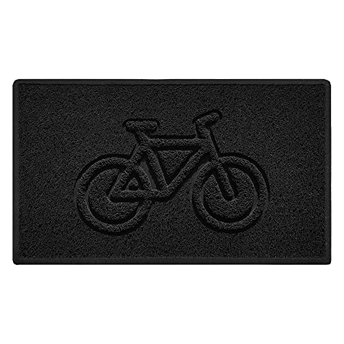 Nicoman Bike Embossed Shape Door Mat Dirt-Trapper Washable Barrier Doormat-(Use Indoor or Sheltered Outdoor)-(75x44cm/29.5x17.3inches,Medium) Black