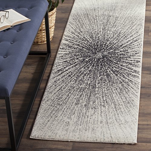 Safavieh Traditional Rug for Living Room, Dining Room, Bedroom - Evoke Collection, Short Pile, in Grey and Neutral, 62 X 240 cm