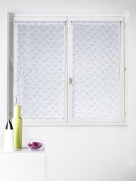 Homemaison - Pair of Small Muslin Curtains - Polyester - Small Dots Patterns - Let Light through - Reduces Vis-à-vis - 60 x 160 cm - White