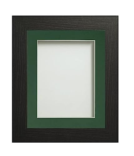 Frame Company Watson Black Picture Photo Frame fitted with Perspex, 10x8 inch with Bottle Green Mount for image size 8x6 inch