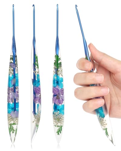 Coopay Crochet Hook, 2.5mm Ergonomic Crochet Hook with Floral Plastic Grips - Long Crochet Needles for Crocheting,Stylish and Unique, Ideal for Crocheting Blankets, Dolls, Shawls, Hats, Scarves (C-2.5mm)