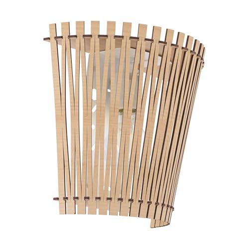 EGLO Sendero Wall Light Boho Wall Light Indoor Steel and Wood Maple Living Room Lamp Natural Hallway Lamp Matt Nickel E27 Socket