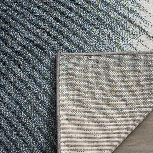 SAFAVIEH Contemporary Rug for Living Room, Dining Room, Bedroom - Hollywood Collection, Short Pile, in Grey and Teal, 79 X 152 cm