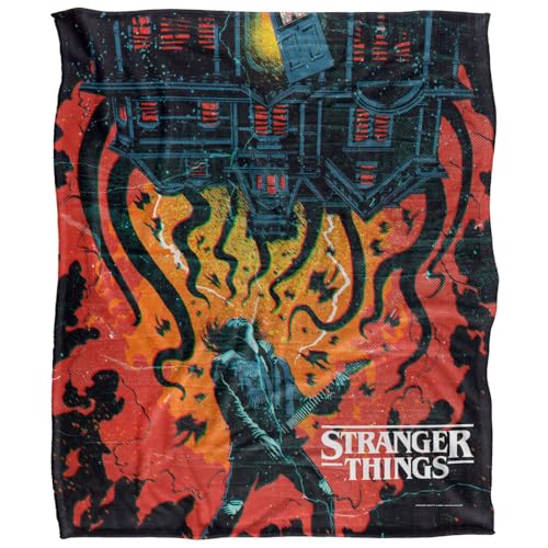 Stranger Things Eddie Munson Upside Down Creep House Poster Silky Touch Super Soft Throw Blanket 152 X 127 Cm