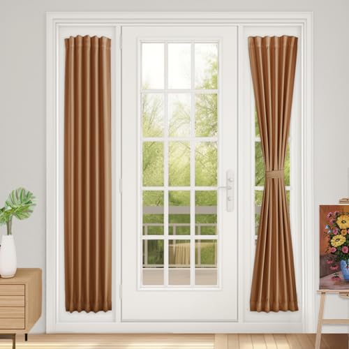 Vatge Terracotta Side Light Curtains for Door Windows - Burnt Orange Sidelight Curtains for Front Door, 1 Panel, W12 x L72, Terracotta