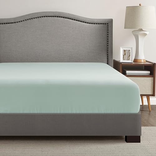 "Comfort Spaces Coolmax Moisture Wicking Fitted Sheet ONLY Super Soft, Fade Resistant, All Elastic Deep Pocket Fits Up to 16"" Mattress - Warm Weather Cooling Sheets for Night Sweats, Queen, Aqua"