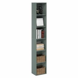 Furinno LUDER Book Shelf, 6-Tier Tall Modern Bookshelf, Bookcase with Open Shelving, Floor Standing Shelves, 23.6 x 30.5 x 180.3 cm, for Living Room, Bedroom, Home Office, Sage Green