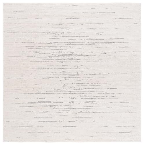 Safavieh Contemporary Rug for Living Room, Dining Room, Bedroom - Neptune Collection, Short Pile, in Ivory and Light Grey, 201 X 201 cm