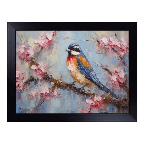 Lap Tray with Bean Bag Cushion, Swallow Palette Knife - Handmade in the UK, Raised Wooden Edge, Padded Cushion, Heat-Resistant Wipe-Clean Surface, for Meals, Laptops and Crafts