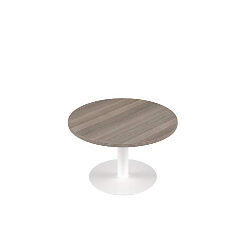 Office Hippo Circular Coffee Table, Sturdy & Stylish Small Table Desk, Laptop Table For Cafe, Coffee Shop or Bar, Versatile Office Table Ideal For Breakroom, 5 Year Guarantee - Grey Oak / White