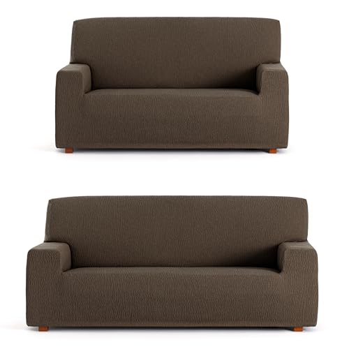 ECOMMERC3 - Universal and Versatile Duo 3+2 Sofa Cover - Brown Protector Easy to Install for Back, Seat and Arms