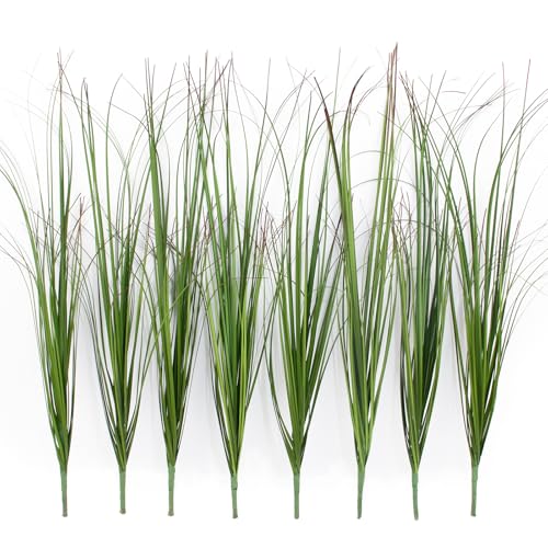 LUZOGA 8Pcs Artificial Plants Artificial Grass Plants Greenery Artificial Shrubs Wheat Grass Stems Fake Outdoor Plants Fake Tall Grass for Outdoor and Indoor Home Decor???Red-Tipped Green???