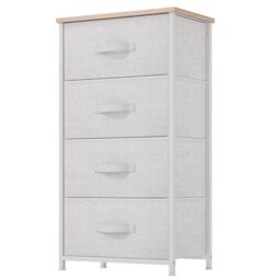 YITAHOME Chest of Drawers with 4 Drawers, Fabric Dressers with Easy Pull Handle,Sturdy Steel Frame,Storage Drawers for Bedroom, Closet, Clothes, Light Grey