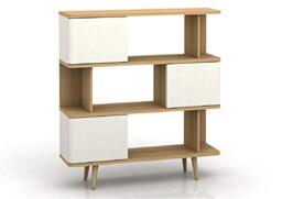 LOFT24 Alandra Bookcase in Oak White, 33x120x130cm (DxWxH)