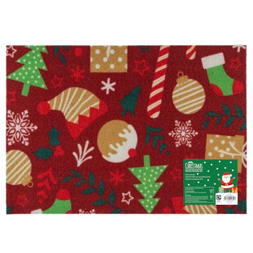 JVL Festive Machine Washable Entrance Doormat, 40x57cm, Candy Lane