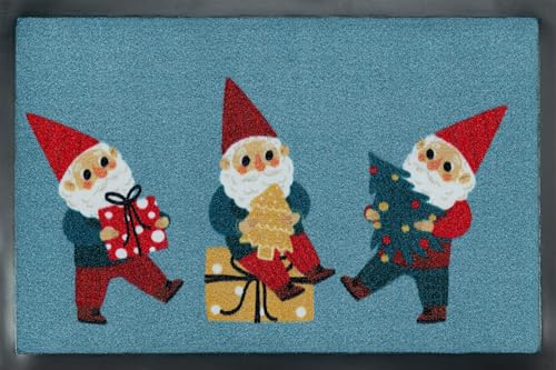 Casita Living Billboard doormat, Happy Gnomes Blue 50x75cm, inside and outside, washable