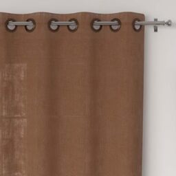 Soleil d'ocre, Lino Cotton Linen Curtain with Eyelets 135 x 250 cm Camel