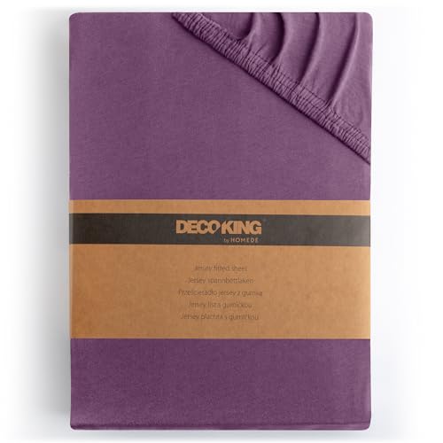 DecoKing Fitted Sheet Emperor II 100% Combed Cotton Soft Jersey Bed Sheet 200x200-200x220 cm Plum Amber