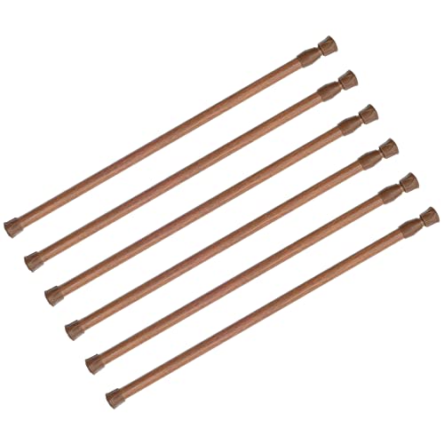 KXLife 6 Pack Spring Tension Curtain Rod for Window 28 to 48 Inch, Oak - Adjustable Expandable Small Curtain Tension Rods No Drill for Kitchen, Bathroom, Doorway, Cupboard