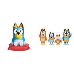 Bluey 2 in 1 Bedtime Night Light and Handy Flashlight - LED Night Light with Auto-Off Timer, Multicolor, 14312 & Bingo, Bandit and Chilli 4 Figure Pack Articulated Character Action Figures 2.5 inches