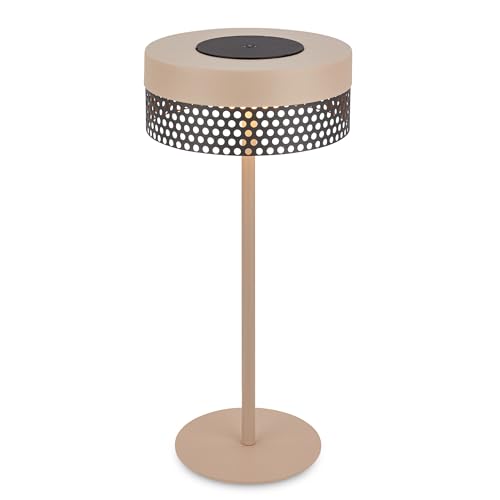 BRILONER - Rechargeable LED Table Lamp IP44 with Touch, Dimmable, Replaceable Battery, LED Light, Battery Table Lamp, Bedside Lamp, Camp Lights, Outdoor, 16X35 cm, Beige-Anthracite