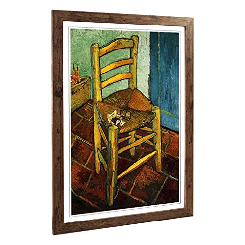 Big Box Art Framed Print of Vincent Van Gogh Chair and Pipe Design - Wall Art Picture - Home Decor for Kitchen, Living Room, Bedroom, Hallway, Walnut, A2 / 24.5x18 Inch / 62x45cm