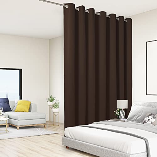 Bonzer Extra Wide Room Divider Curtain Screen Partitions - Total Privacy Wall Noise Reducing Blackout Curtains for Living Room, 108L x 108W Inch (9L x 9W ft), 1 Panel, Chocolate