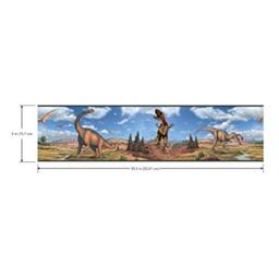 RoomMates RMK4401BD Dinosaurs, Vinyl, Blue and Brown, 5 x 15ft