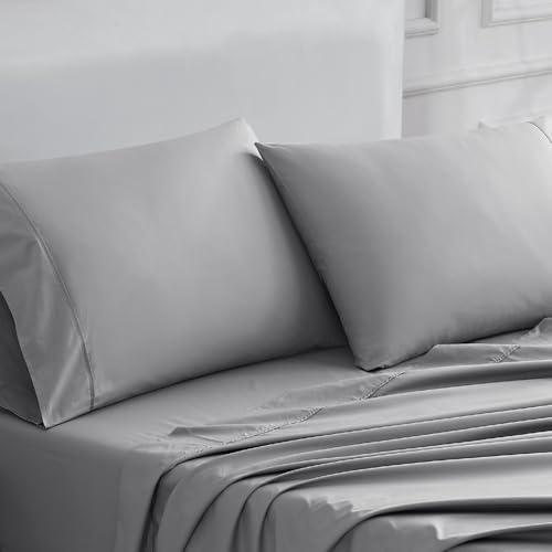 Linen Closet 400 Thread Count Ultimate Cotton Percale Standard Pillowcases, Set of 2, Dark Gray
