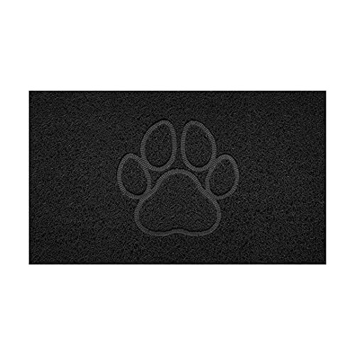 Nicoman Embossed Spaghetti Door Mat Dirt-Trapper Jet-Washable Doormat 70x43cm (Black, PAW Shape) - Use Outdoor ONLY