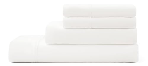 UGG 01326 Alahna Queen Bed Sheets and Pillowcases 4-Piece Set Sleep in Luxury Machine Washable Deep Pockets Wrinkle-Resistant Breathable Cozy Comfort Silky Cooling Sheets, Queen, White