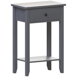 Vida Designs Windsor 1 Drawer Console Table - Grey - Living Room Furniture - 74H x 50W x 30D cm - with Undershelf - Large Capacity Storage
