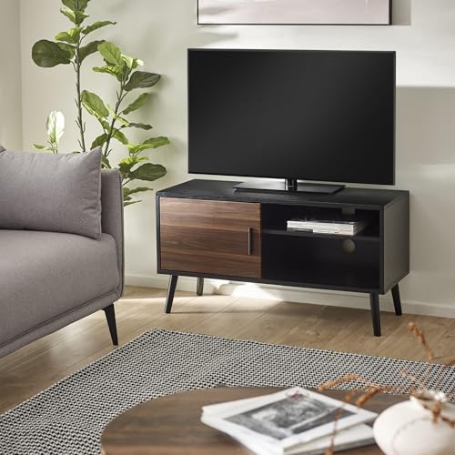 "Julian Bowen Trent TV Unit for up to 43"" TVs, Walnut Effect/Black - W100cm"