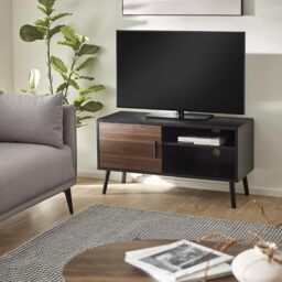 "Julian Bowen Trent TV Unit for up to 43"" TVs, Walnut Effect/Black - W100cm"
